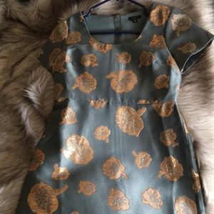 Teal gold Ann Taylor holiday dress